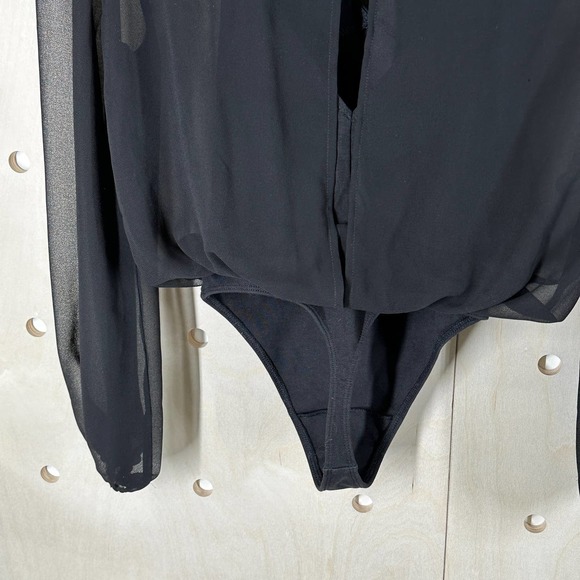 ARITZIA Wilfred Talmont Bodysuit SZ XXS Black Thong-Cut Stretch Cotton Chiffon - Picture 5 of 11